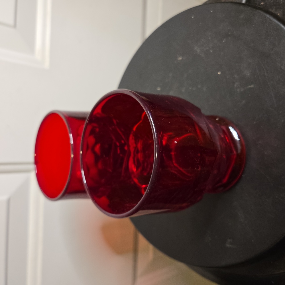 Viking Glass Georgian Ruby Tumblers Set Of Two Vintage Drinking Glasses - Picture 3 of 7